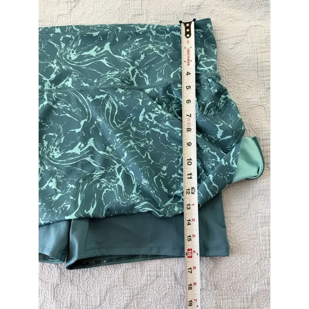 Athleta Ace Printed Tennis Pickleball Skort 2X Teal Blue Ripple Print Pull On